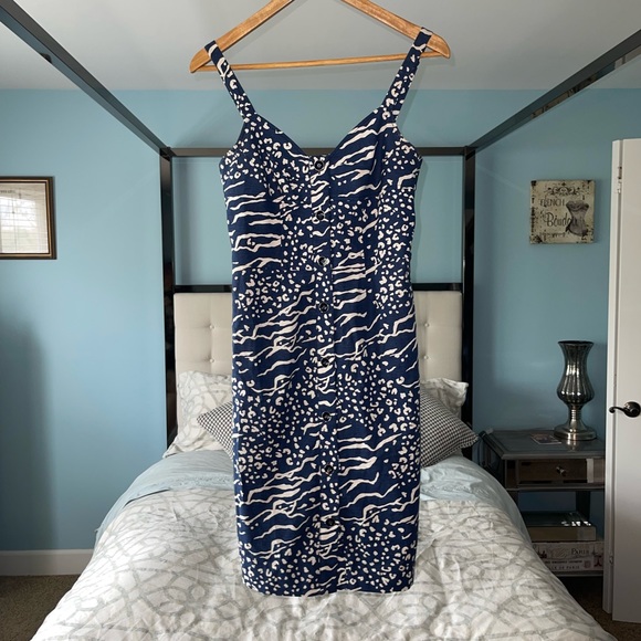 Tanya Taylor Abstract Animal Printed Antonia Dress Linen Blend {$495 Retail} 0 - Picture 2 of 9